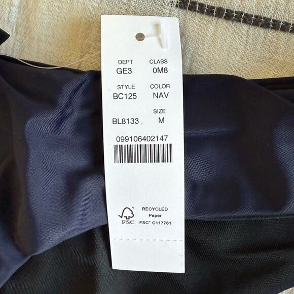 J. Crew Curved Waist Cheeky Bikini Bottom Navy Blue Size Medium NWT - Picture 9 of 11